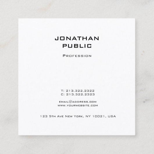 ミニマルモダンクリエイティブデザインプロフェッショナルトップ スクエア名刺 (裏面)