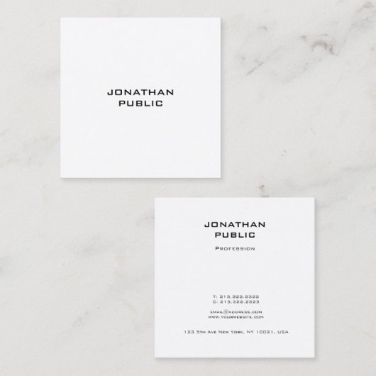 ミニマルモダンクリエイティブデザインプロフェッショナルトップ スクエア名刺 (正面/裏面)