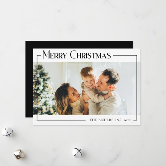 ミニマルモダンクリスマス・ファミリー・ホリデー・フォト・カード シーズンカード (正面/裏面インサイチュ)