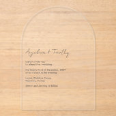 ミニマルモダンコンテンポラリー優雅な結婚式 アクリル招待状 (正面)