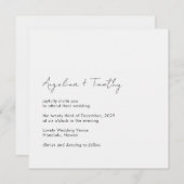 ミニマルモダンコンテンポラリー優雅な結婚式 招待状 (正面/裏面)