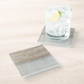 ミニマルモダンシックなベージュタンホワイトグレー大理石 ガラスコースター (アングル)