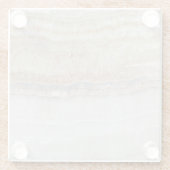 ミニマルモダンシックなベージュタンホワイトグレー大理石 ガラスコースター (裏面)