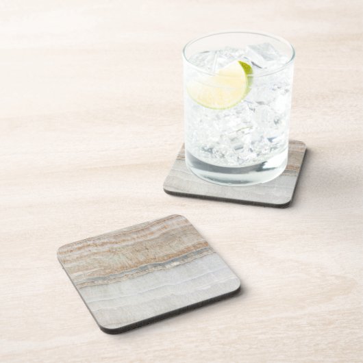 ミニマルモダンシックなベージュタンホワイトグレー大理石 コースター (右側)
