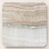 ミニマルモダンシックなベージュタンホワイトグレー大理石 コースター (正面)