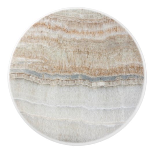 ミニマルモダンシックなベージュタンホワイトグレー大理石 セラミックノブ (正面)