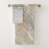 ミニマルモダンシックなベージュタンホワイトグレー大理石 バスタオルセット (インサイチュ)