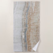 ミニマルモダンシックなベージュタンホワイトグレー大理石 ビーチタオル (正面)