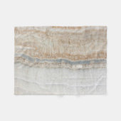 ミニマルモダンシックなベージュタンホワイトグレー大理石 フリースブランケット (正面(横))