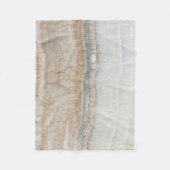 ミニマルモダンシックなベージュタンホワイトグレー大理石 フリースブランケット (正面)