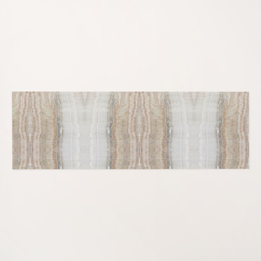 ミニマルモダンシックなベージュタンホワイトグレー大理石 ヨガマット (裏面(横))