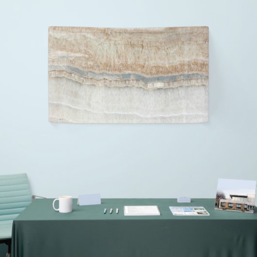 ミニマルモダンシックなベージュタンホワイトグレー大理石 横断幕 (トレードショー)