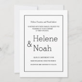 ミニマルモダンシックシンプル白黒結婚ズ 招待状 (正面)