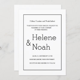 ミニマルモダンシックシンプル白黒結婚ズ 招待状