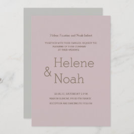 ミニマルモダンシック赤面グシンプルレー結婚 招待状