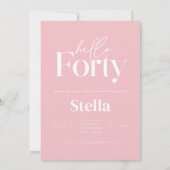 ミニマルモダンシンプルガーリーピンク40歳の誕生日 招待状 (裏面)