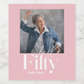 ミニマルモダンシンプルガーリーピンク50歳 ワインラベル (シングルラベル)