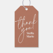 ミニマルモダンシンプルスクリプト感謝していterracotta ギフトタグ (正面)