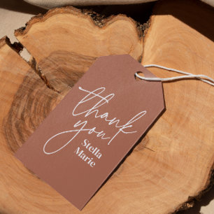 ミニマルモダンシンプルスクリプト感謝していterracotta ギフトタグ