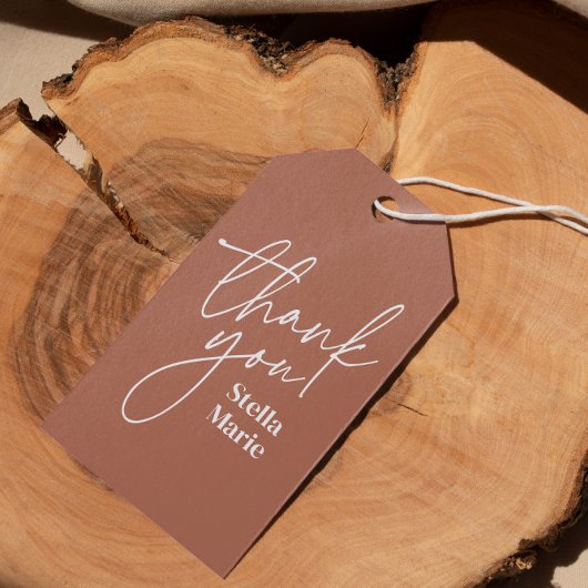 ミニマルモダンシンプルスクリプト感謝していterracotta ギフトタグ
