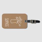 ミニマルモダンシンプルム白い花 ラゲッジタグ (正面横)