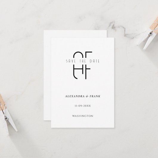 ミニマルモダンシンプルモノグラム白保存日 (正面/裏面インサイチュ)