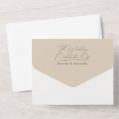 ミニマルモダンシンプル結婚Taupeの全てInv オールインワン招待状 (裏面)