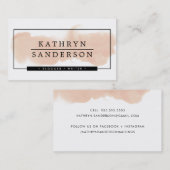 ミニマルモダンシンプル縁ど淡い色のPKブラシマーク 名刺 (正面/裏面)