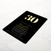 ミニマルモダンシンプル30番目のパーティー白黒金ゴールド 箔招待状 (回転した状態)