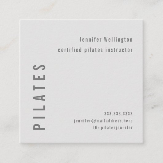 ミニマルモダンシンプルGRAYピラティスフィットネス スクエア名刺 (正面)