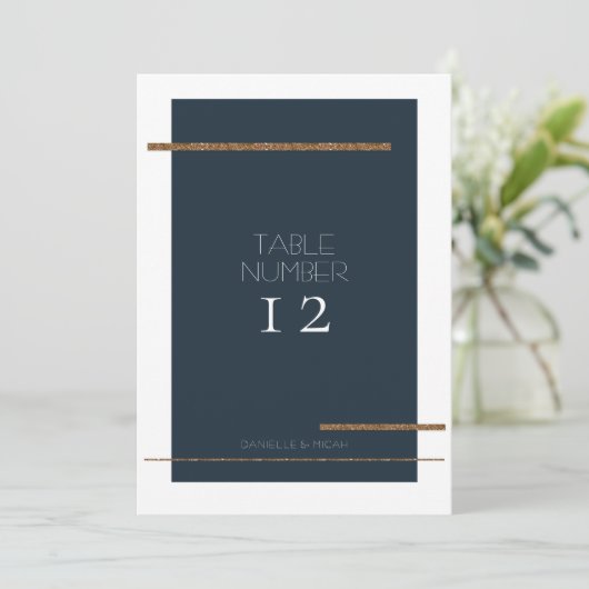 ミニマルモダンシンプルNavy金ゴールドテーブル番号 招待状 (スタンド正面)