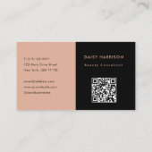 ミニマルモダンシンプルQRコードブラック&ピンク 名刺 (裏面)
