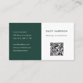 ミニマルモダンシンプルQRコードホワイト&エメラルド 名刺 (裏面)