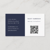 ミニマルモダンシンプルQRコードホワイト&ネイビー 名刺 (裏面)