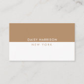 ミニマルモダンシンプルQRコード白と茶色 名刺 (正面)