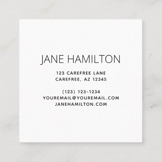 ミニマルモダンスのシンプルプロファイルカード スクエア名刺 (裏面)
