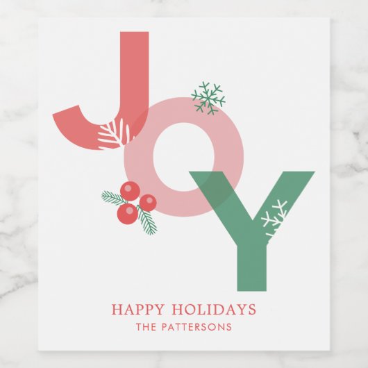 ミニマルモダンスはっきりしたスクリプトJOY休日 ワインラベル (シングルラベル)