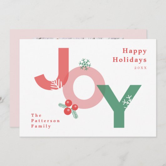 ミニマルモダンスはっきりしたスクリプトJOY写真 シーズンカード (正面/裏面)
