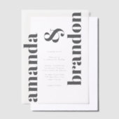 ミニマルモダンスはっきりしたスクリプ結婚ト ベラム紙招待状 (オフセット)