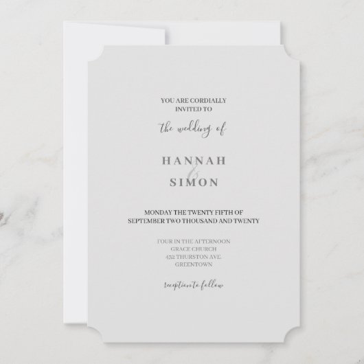 ミニマルモダンスウィンターウェディング招待状 招待状 (正面)