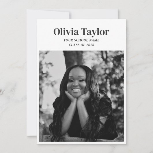ミニマルモダンスエレガントの卒業写真の卒業 案内状 (正面)