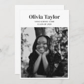 ミニマルモダンスエレガントの卒業写真の卒業 案内状 (正面/裏面)