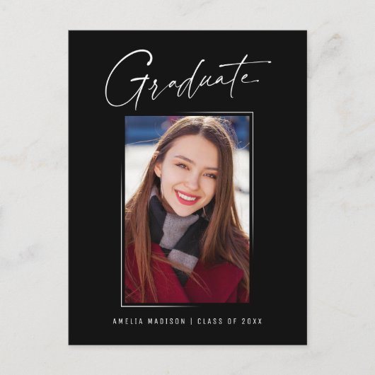 ミニマルモダンスエレガントインクスクリプトのグラッドフォト ポストカード (正面)
