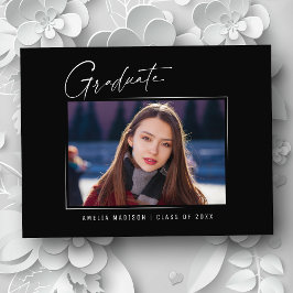 ミニマルモダンスエレガントインクスクリプトのグラッドフォト ポストカード