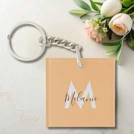 ミニマルモダンスエレガントオレンジモノグラム キーホルダー