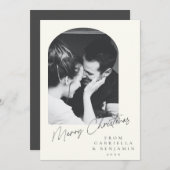 ミニマルモダンスエレガントカスタムの写真クリスマス シーズンカード (正面/裏面)