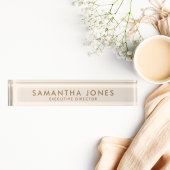 ミニマルモダンスエレガントクリーム デスクネームプレート