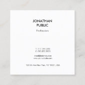ミニマルモダンスエレガントクリーンデザインテンプレート スクエア名刺 (裏面)