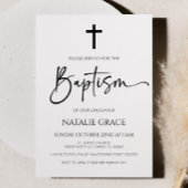 ミニマルモダンスエレガントスクリプト洗礼 招待状