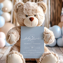 ミニマルモダンスエレガントスクリプト赤ちゃんシャワー 招待状